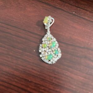 NWOT Sterling silver fire opal cz pendant